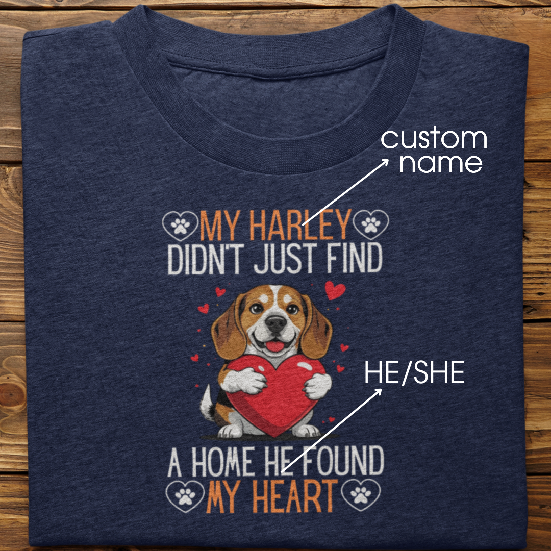 Beagle : He Found My Heart Tshirt Unisex