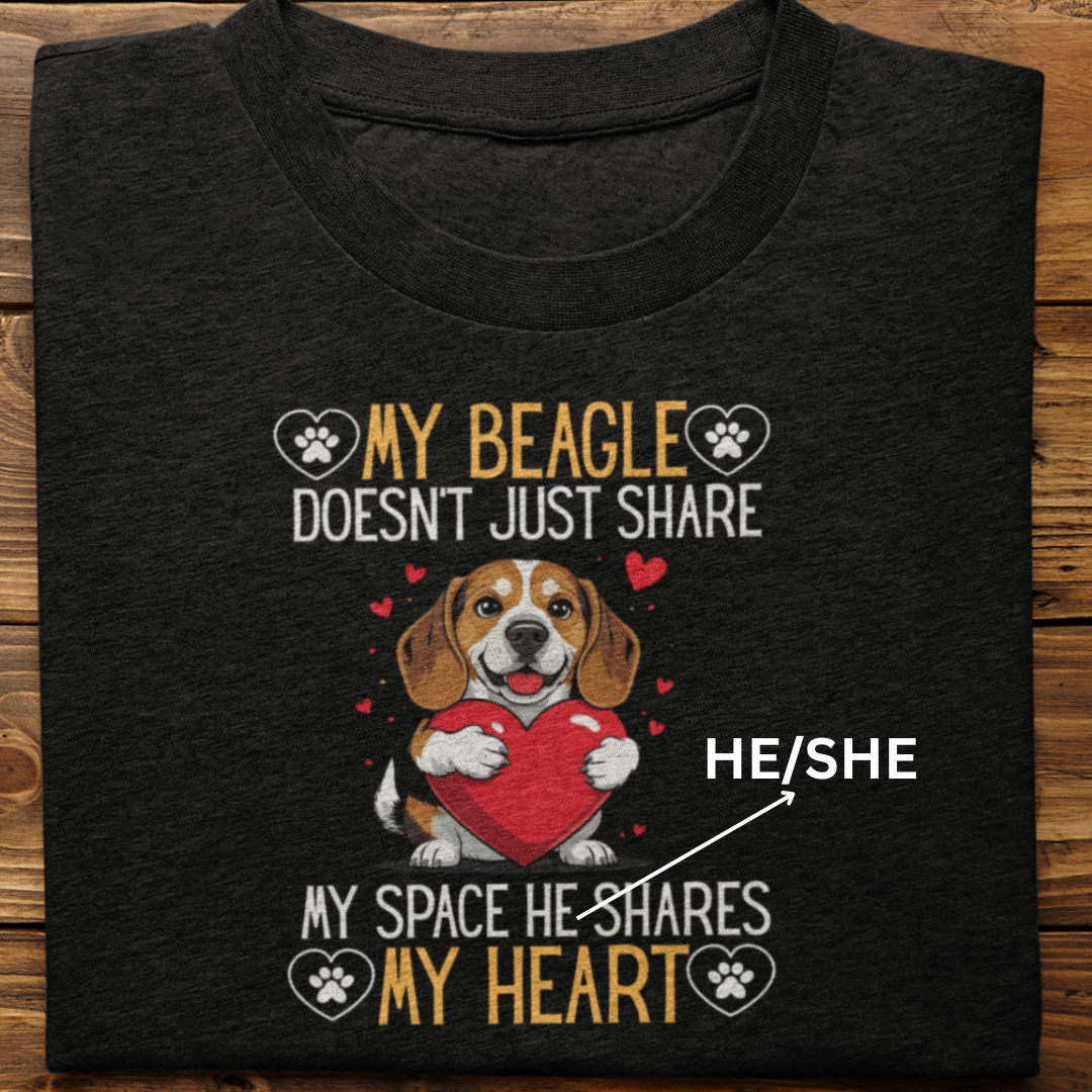 Beagle : Shares My Heart Tshirt Unisex