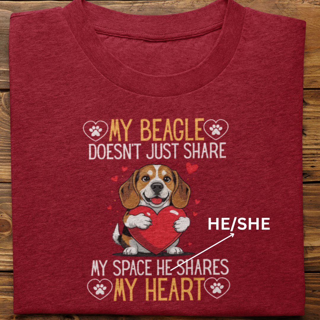 Beagle : Shares My Heart Tshirt Unisex