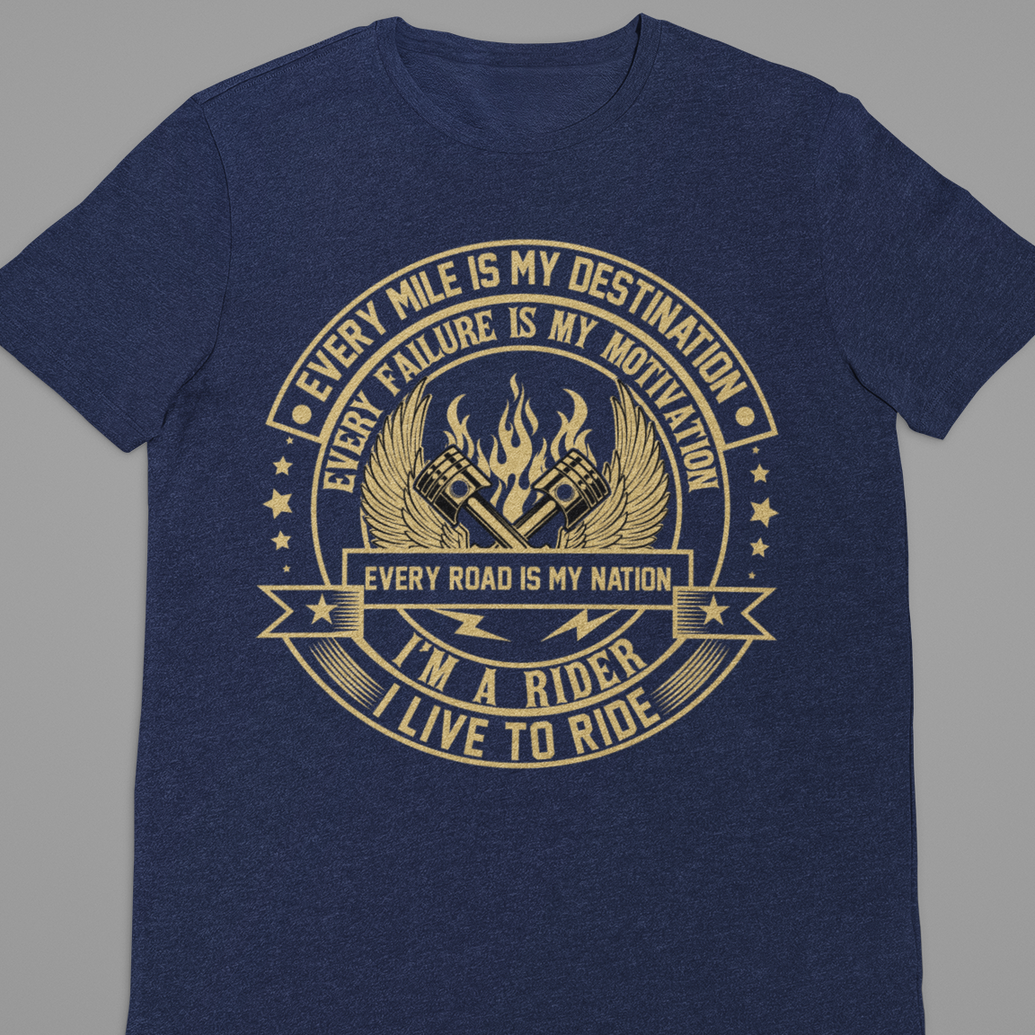 Biker : Every Mile is My Destination Black Tshirt