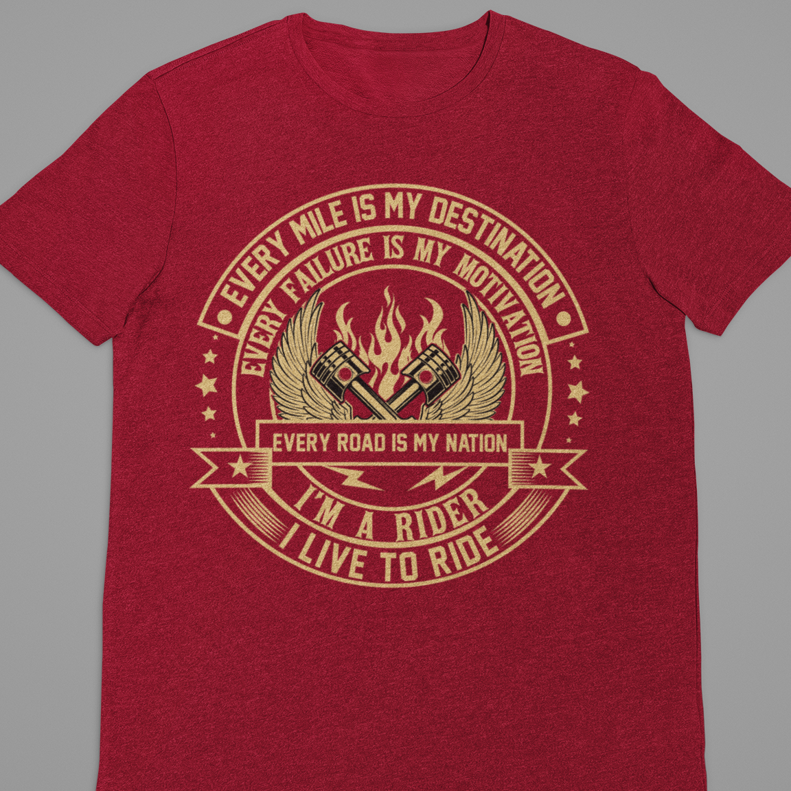 Biker : Every Mile is My Destination Black Tshirt