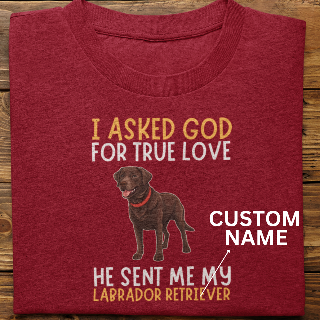 Labrador Retriever : I  Asked God Custom Tshirt Unisex (Chochlate)