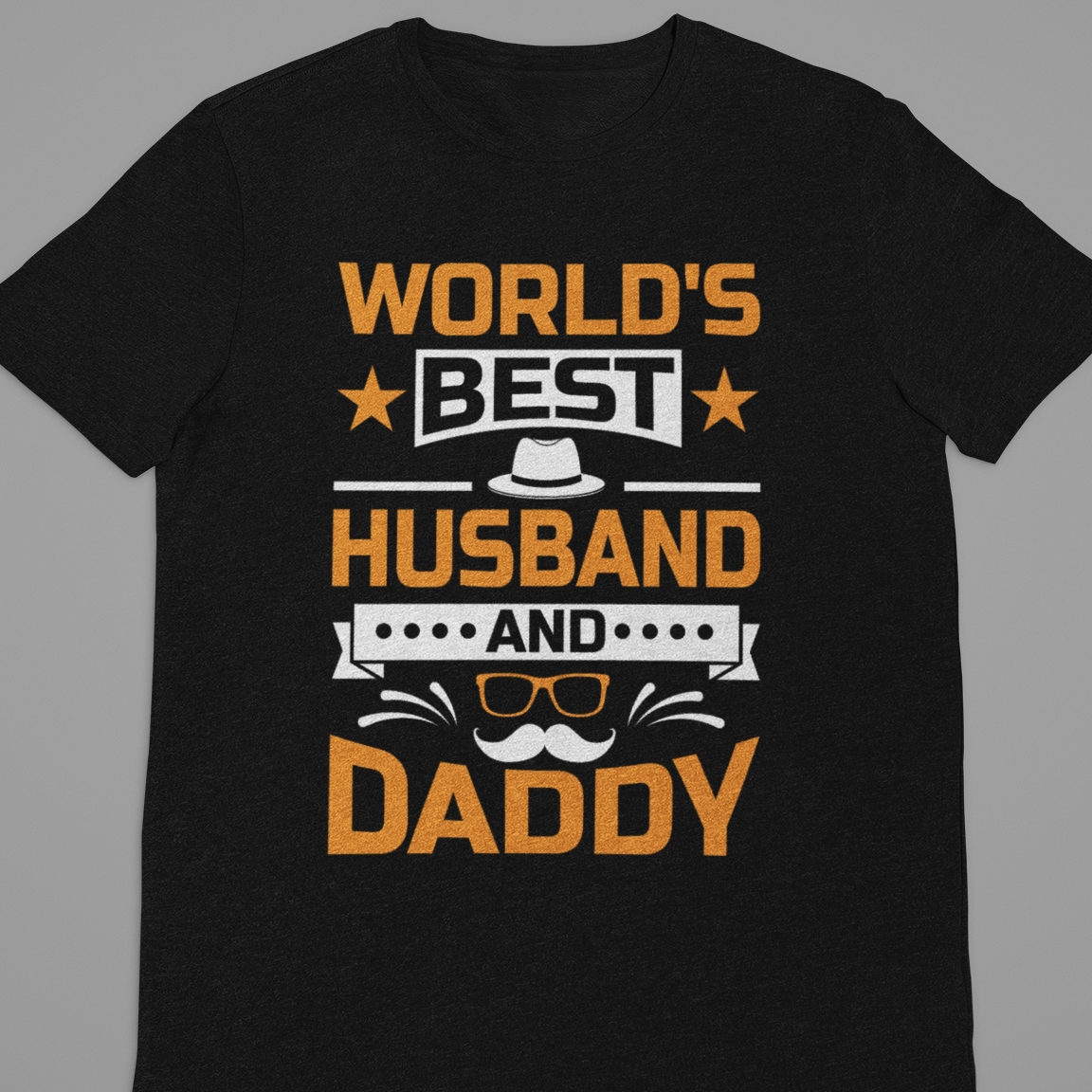 Dad : Worlds Best Husband and Papa Black Tshirt