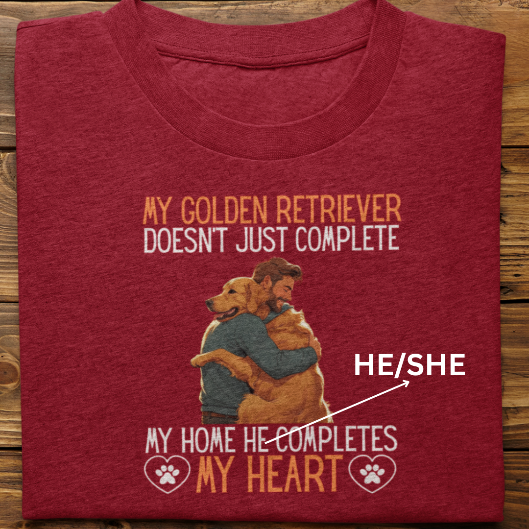 Golden Retriever : My Golden Completes My Heart Tshirt Unisex(Male)