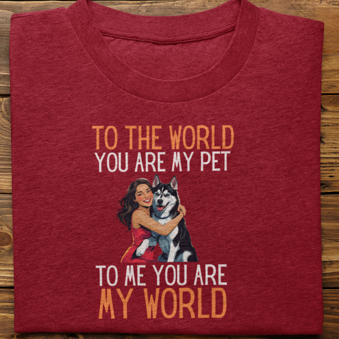 Husky : To the World Hug Tshirt unisex(Black-Female)