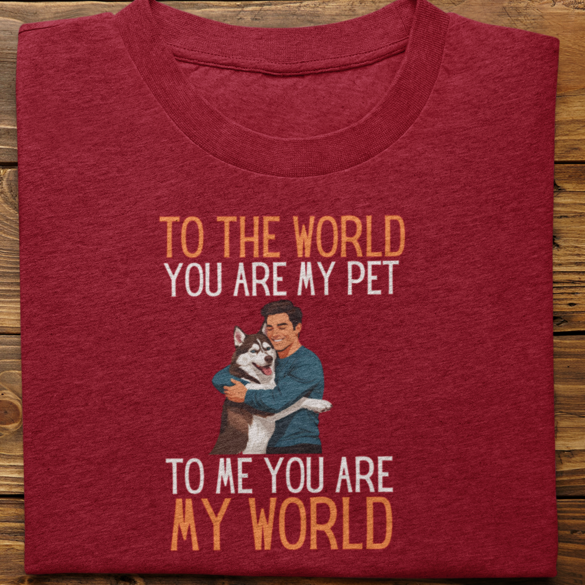 Husky : To the World Hug Tshirt unisex(Brown-Male)