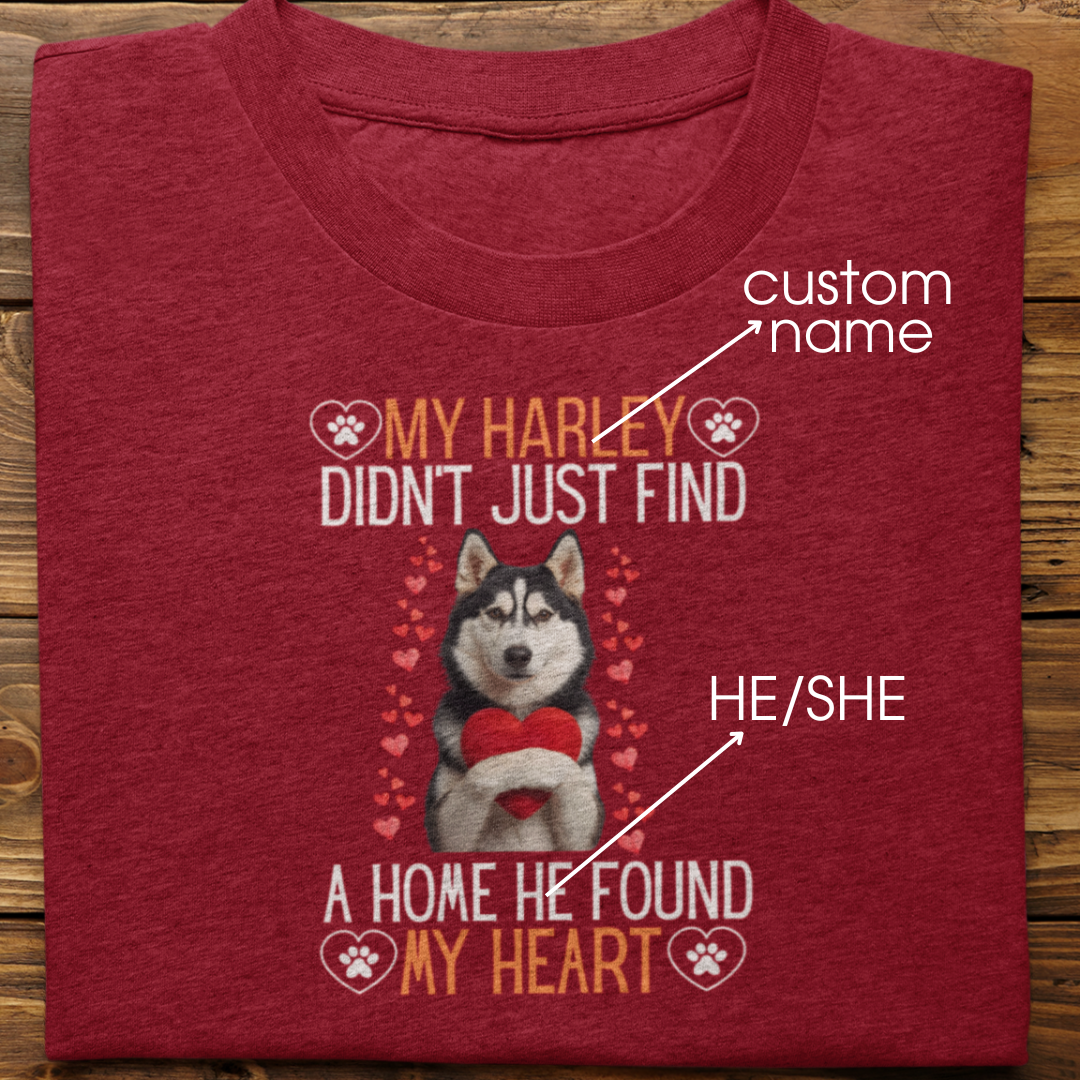 Husky : He Found My Heart Tshirt Unisex(Black)