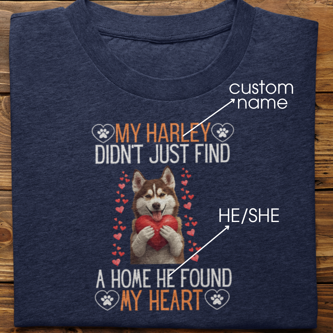 Husky : He Found My Heart Tshirt Unisex(Brown)
