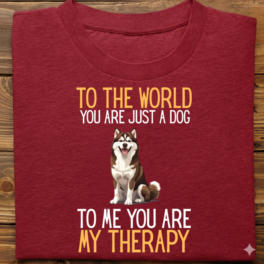 Husky : Just a Dog World Therapy Tshirt Unisex(Brown)