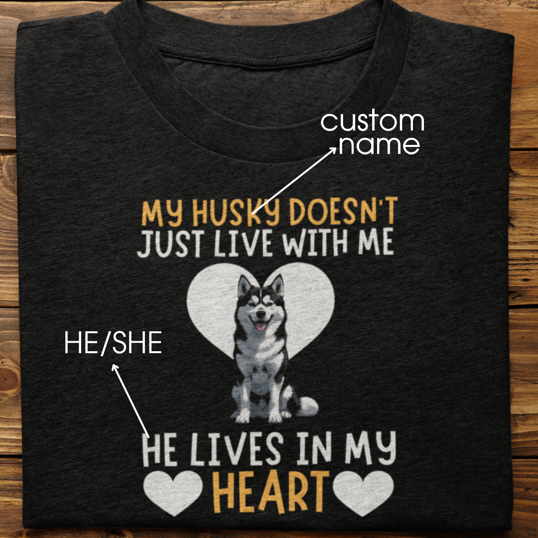 Husky : My Husky Doesn't Just Live Tshirt Unisex(Black)