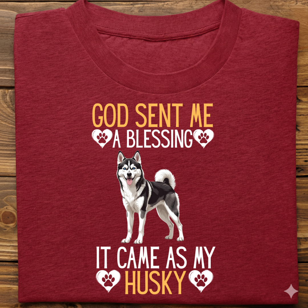 Husky : God Sent Blessing Tshirt Unisex(Black)