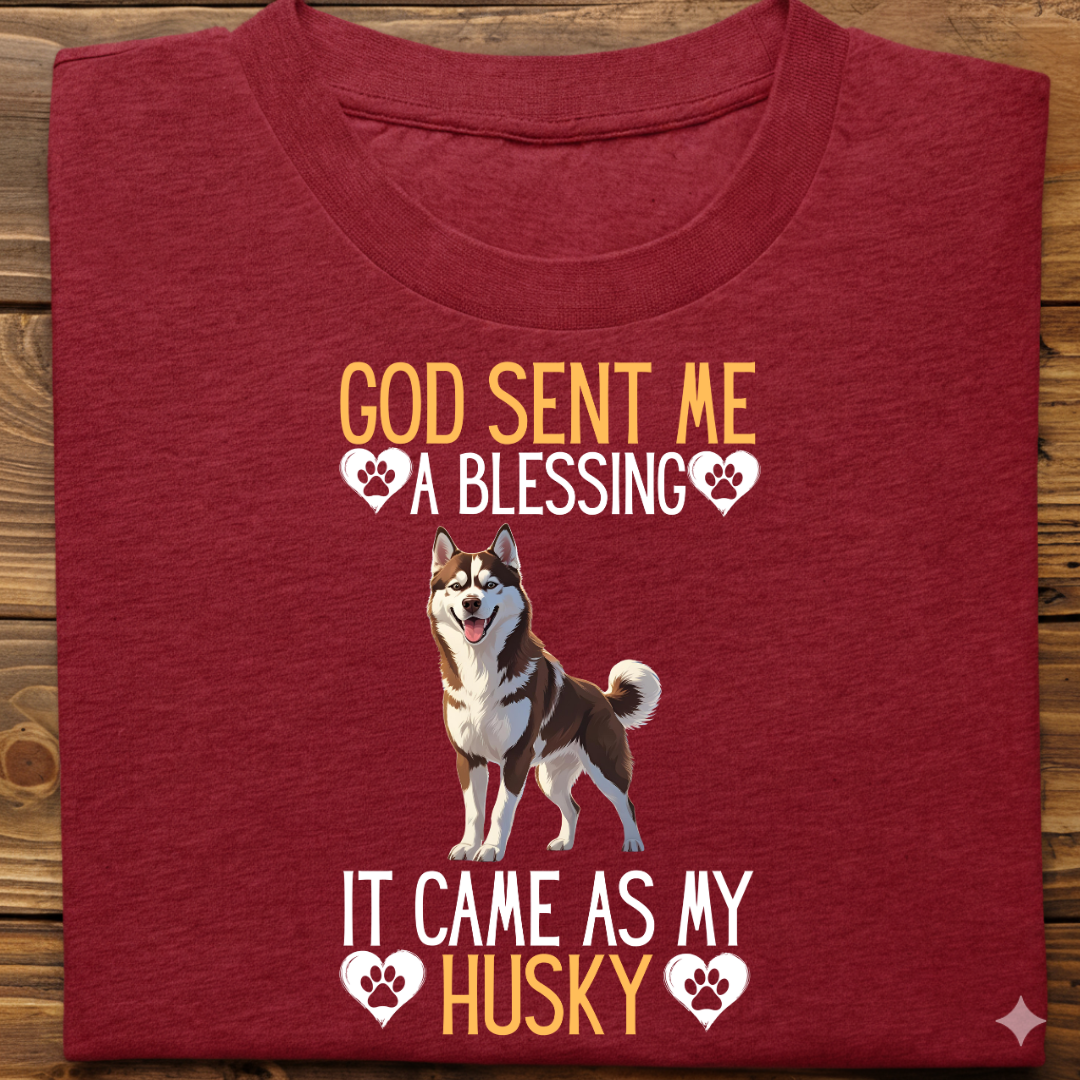 Husky : God Sent Blessing Tshirt Unisex(Brown)