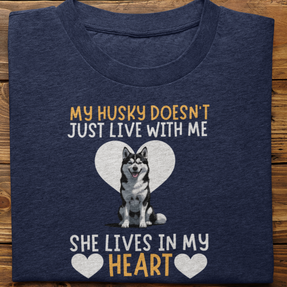 Husky : My Husky Doesn't Just Live Tshirt Unisex(Black-She)
