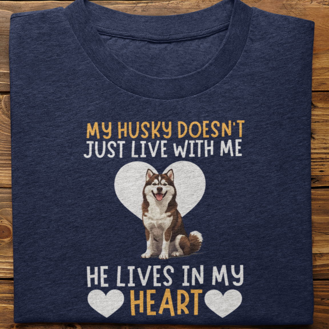 Husky : My Husky Doesn't Just Live Tshirt Unisex(Brown-He)
