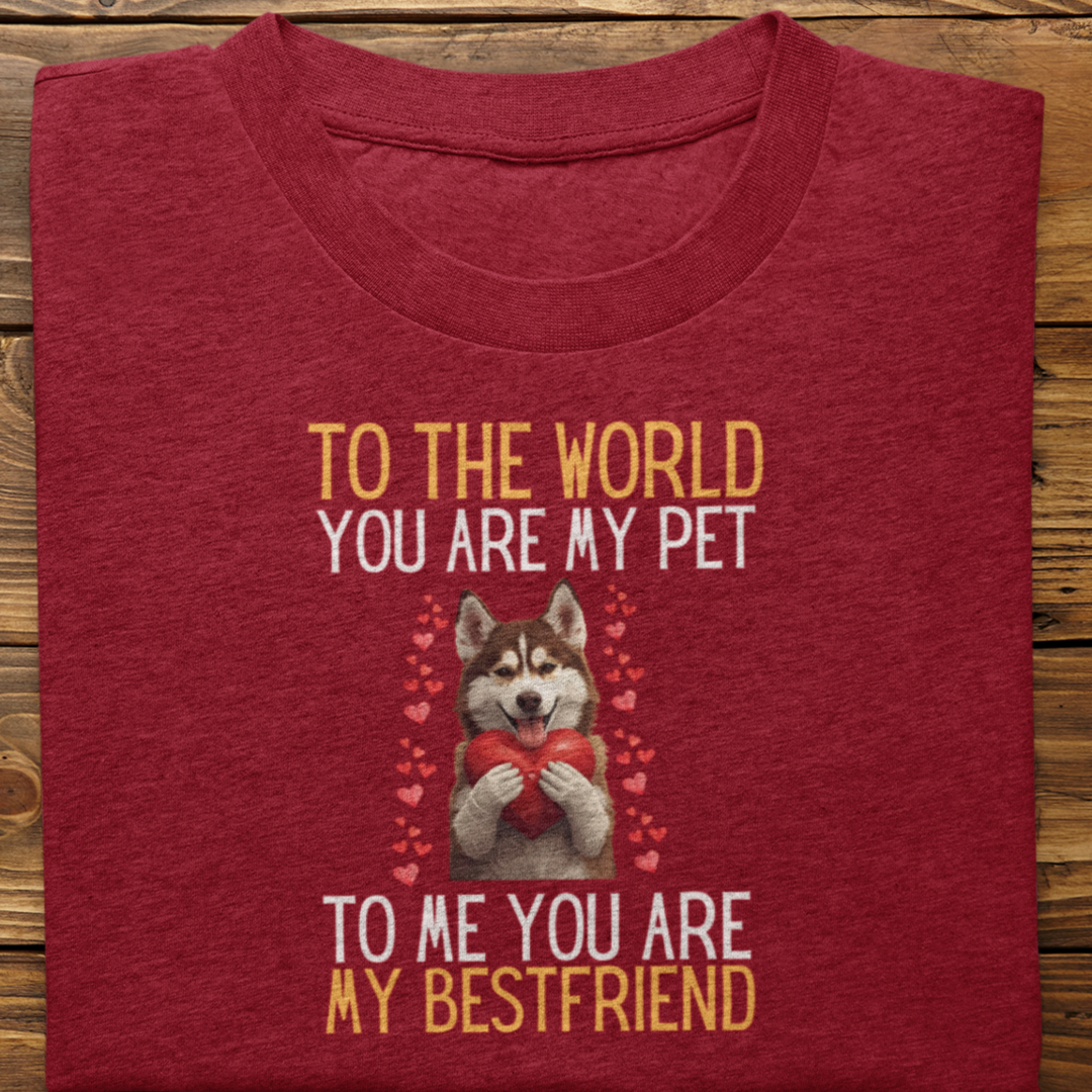 Husky : To The World Bestfriend Tshirt Unisex(Brown)