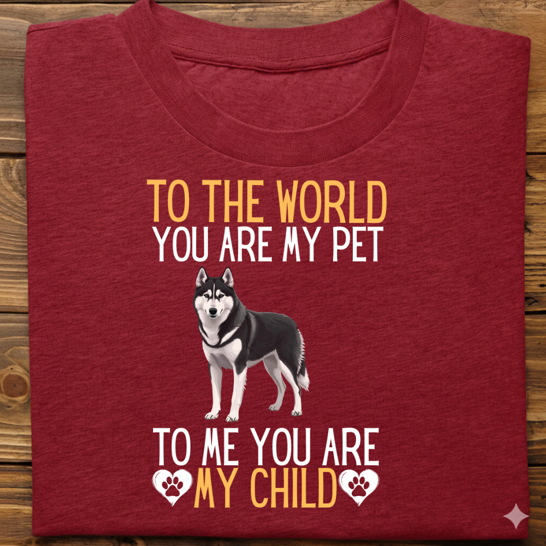 Husky : To The World Child Tshirt Unisex(Black)