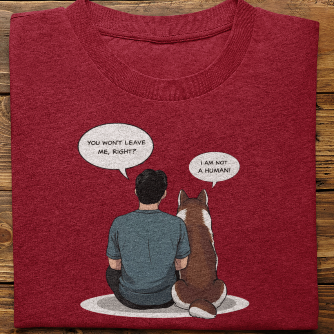 Husky : I Am Not A Human Tshirt Unisex(Brown-Male)
