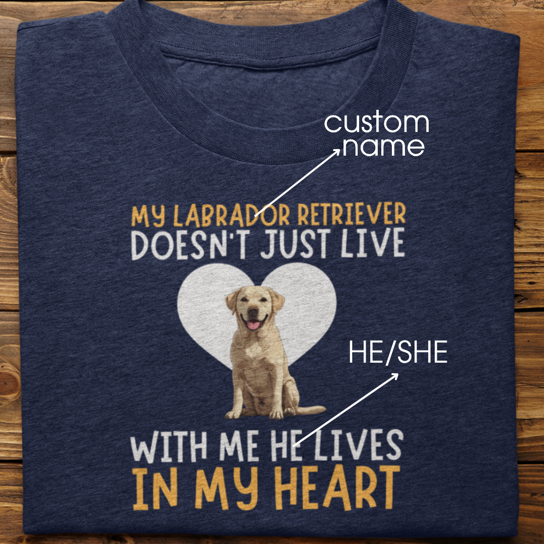 Labrador Retriever : My Labrador Retriever Doesn't Just Live Tshirt Unisex(White)