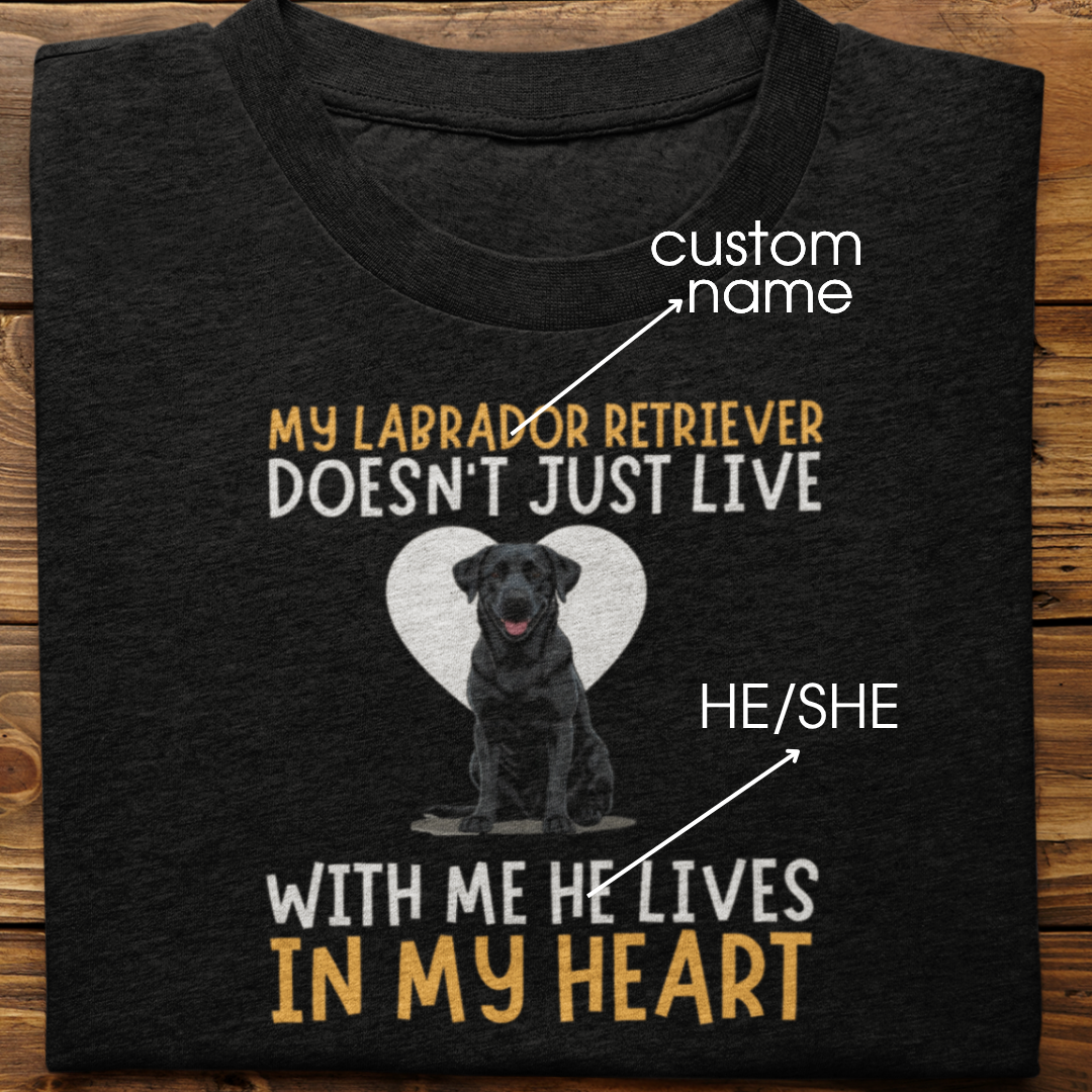 Labrador Retriever : My Labrador Retriever Doesn't Just Live Tshirt Unisex(Black)