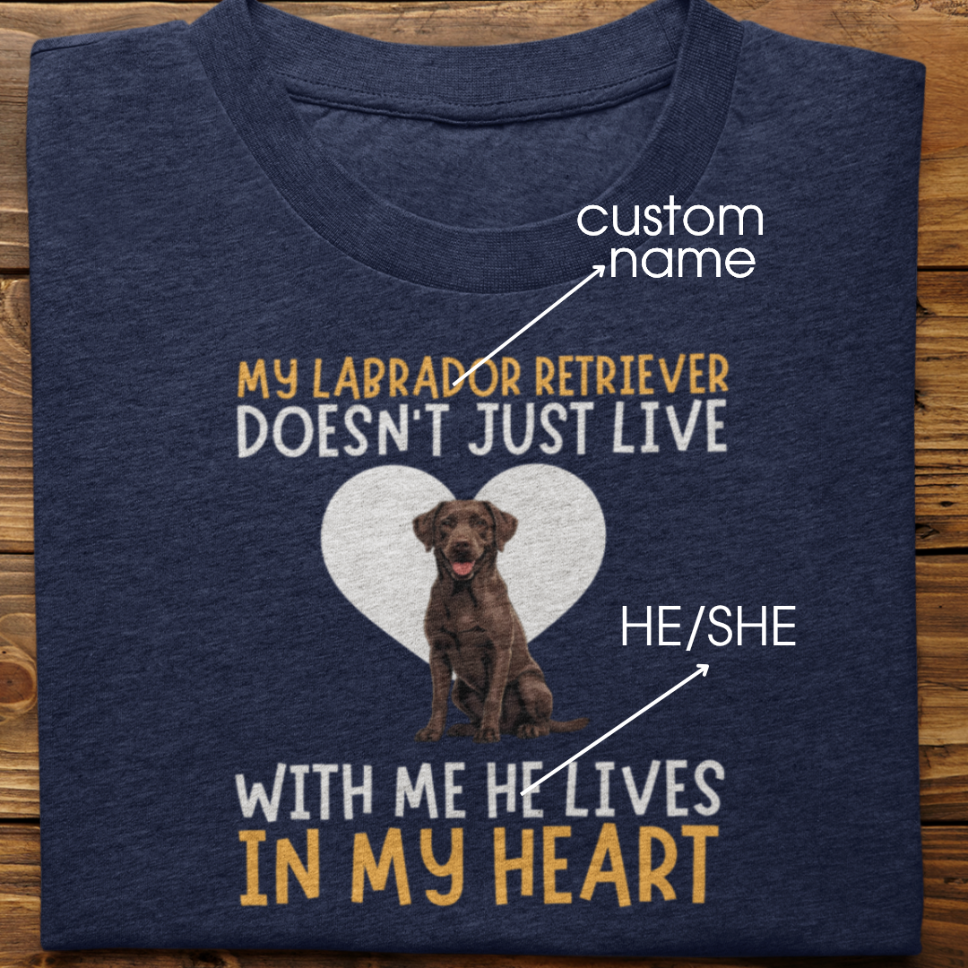 Labrador Retriever : My Labrador Retriever Doesn't Just Live Tshirt Unisex(Brown)