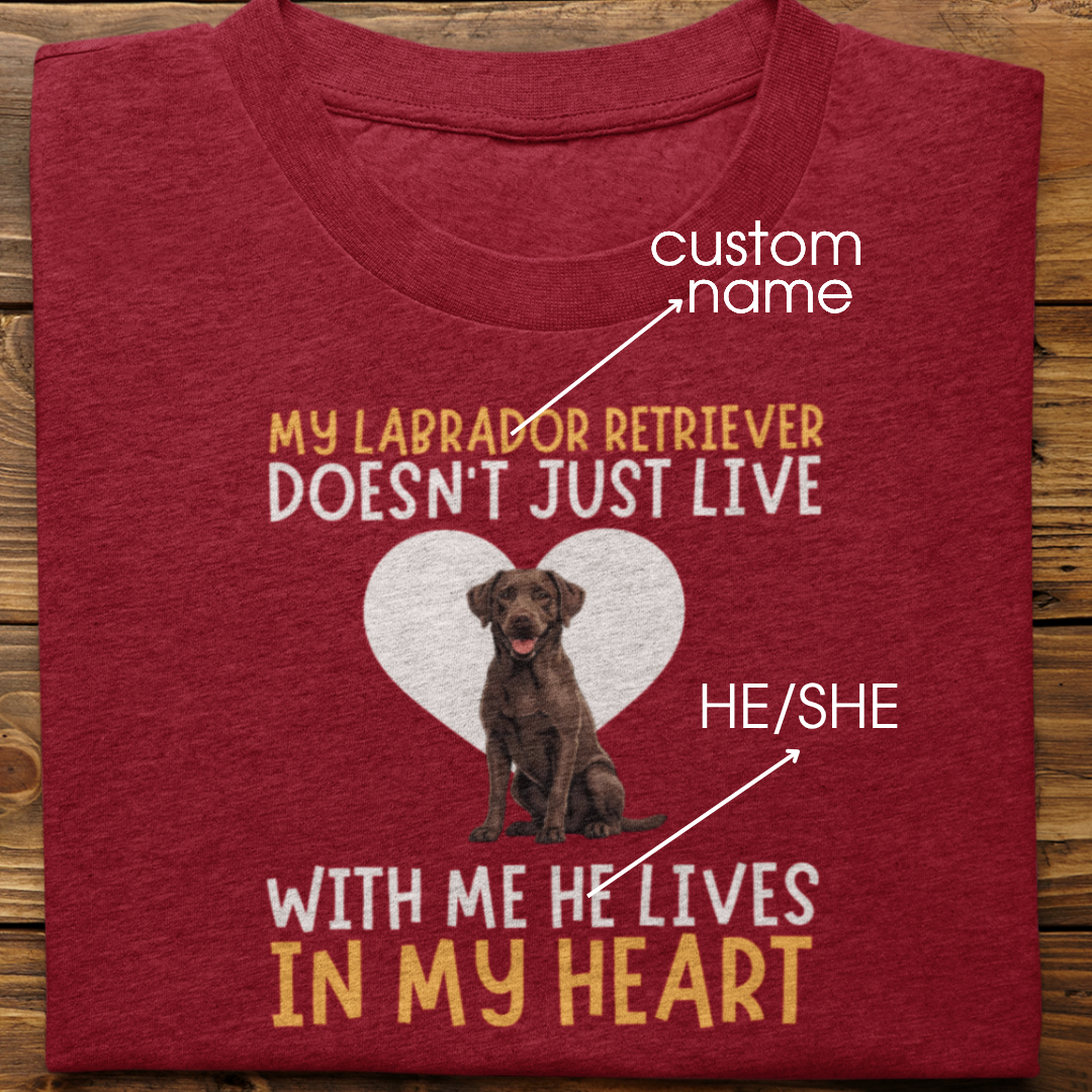 Labrador Retriever : My Labrador Retriever Doesn't Just Live Tshirt Unisex(Brown)