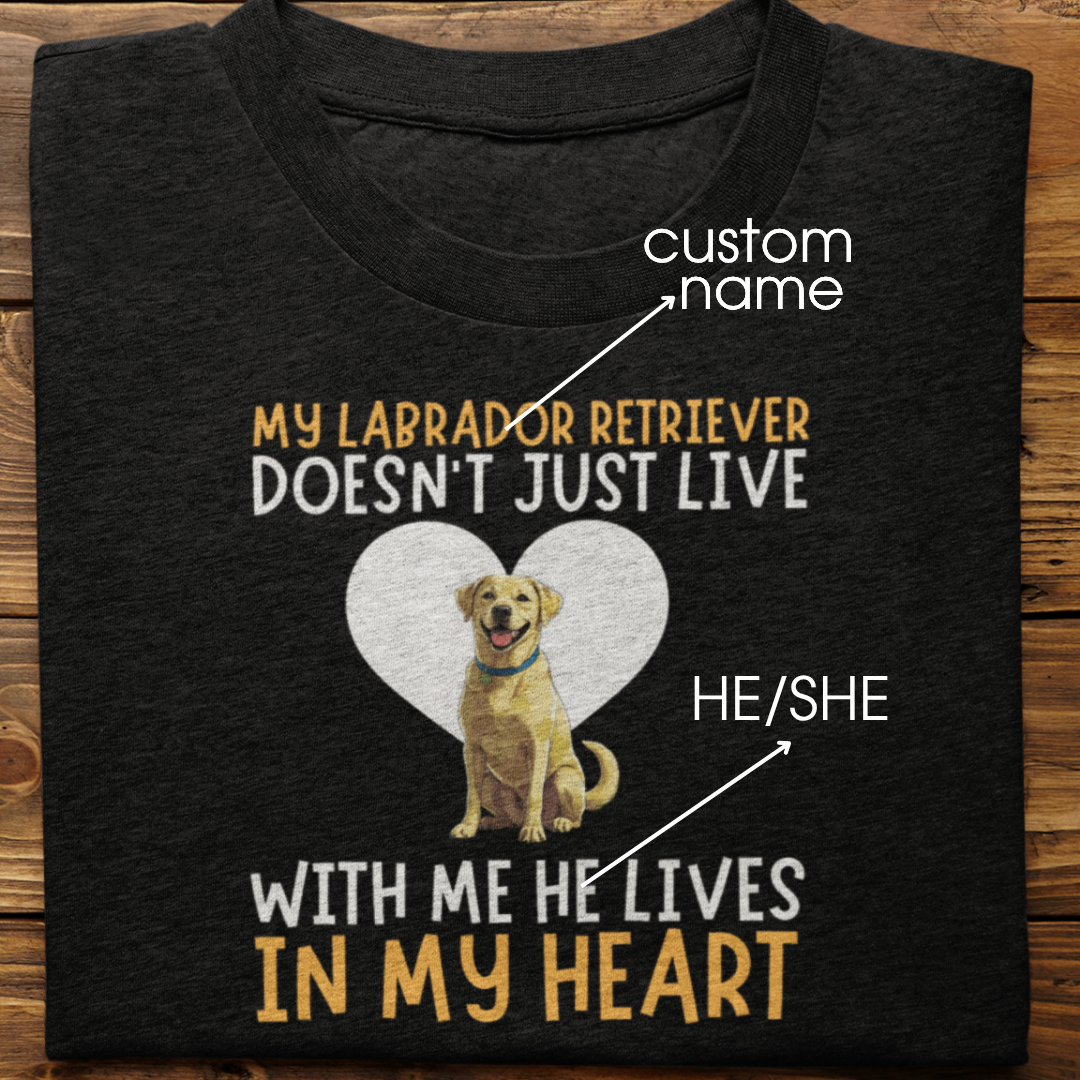 Labrador Retriever : My Labrador Retriever Doesn't Just Live Tshirt Unisex(Yellow)