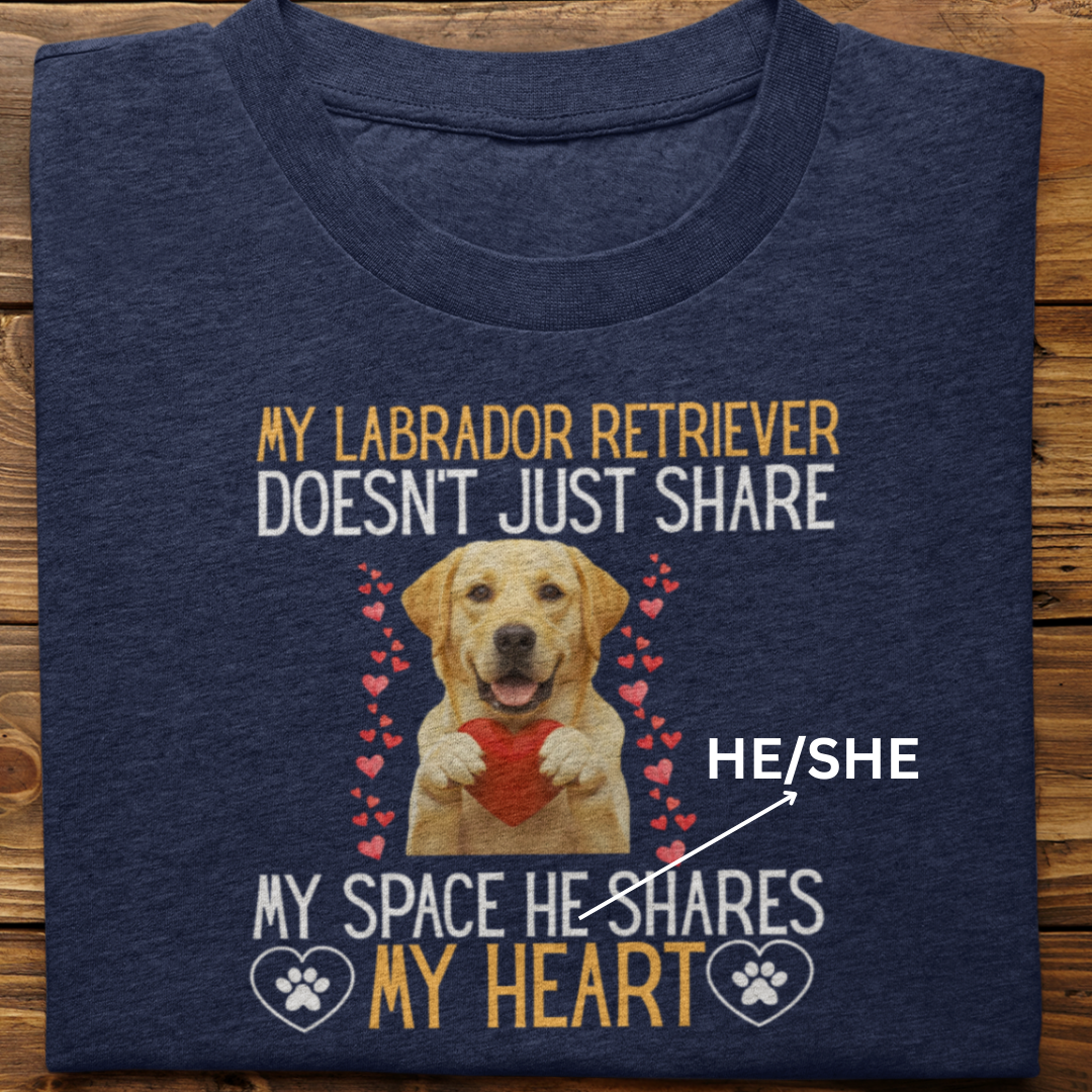 Labrador Retriever : Shares My Heart Tshirt Unisex(Yellow)