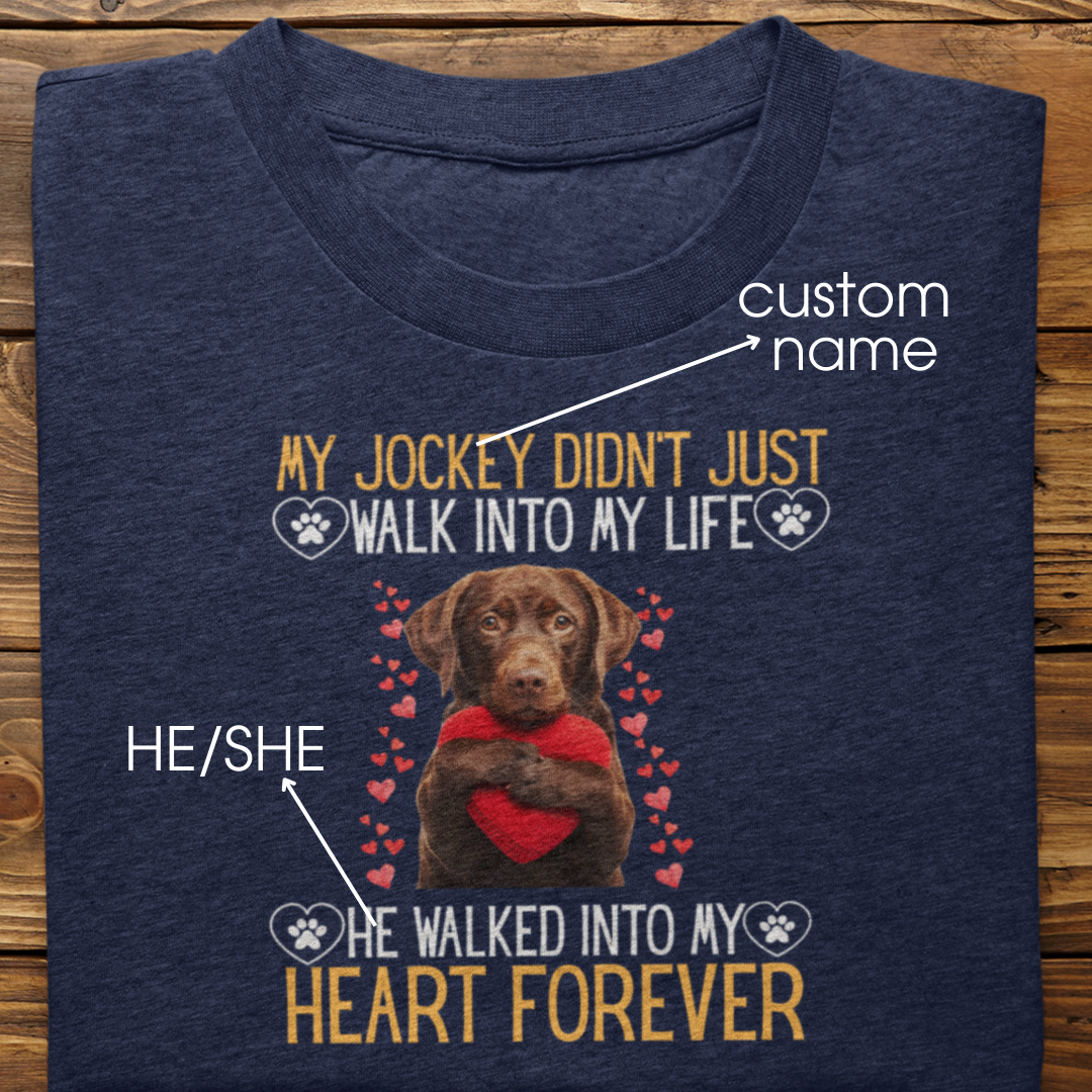Labrador Retriever : Into My Heart Forever Tshirt Unisex (Brown)