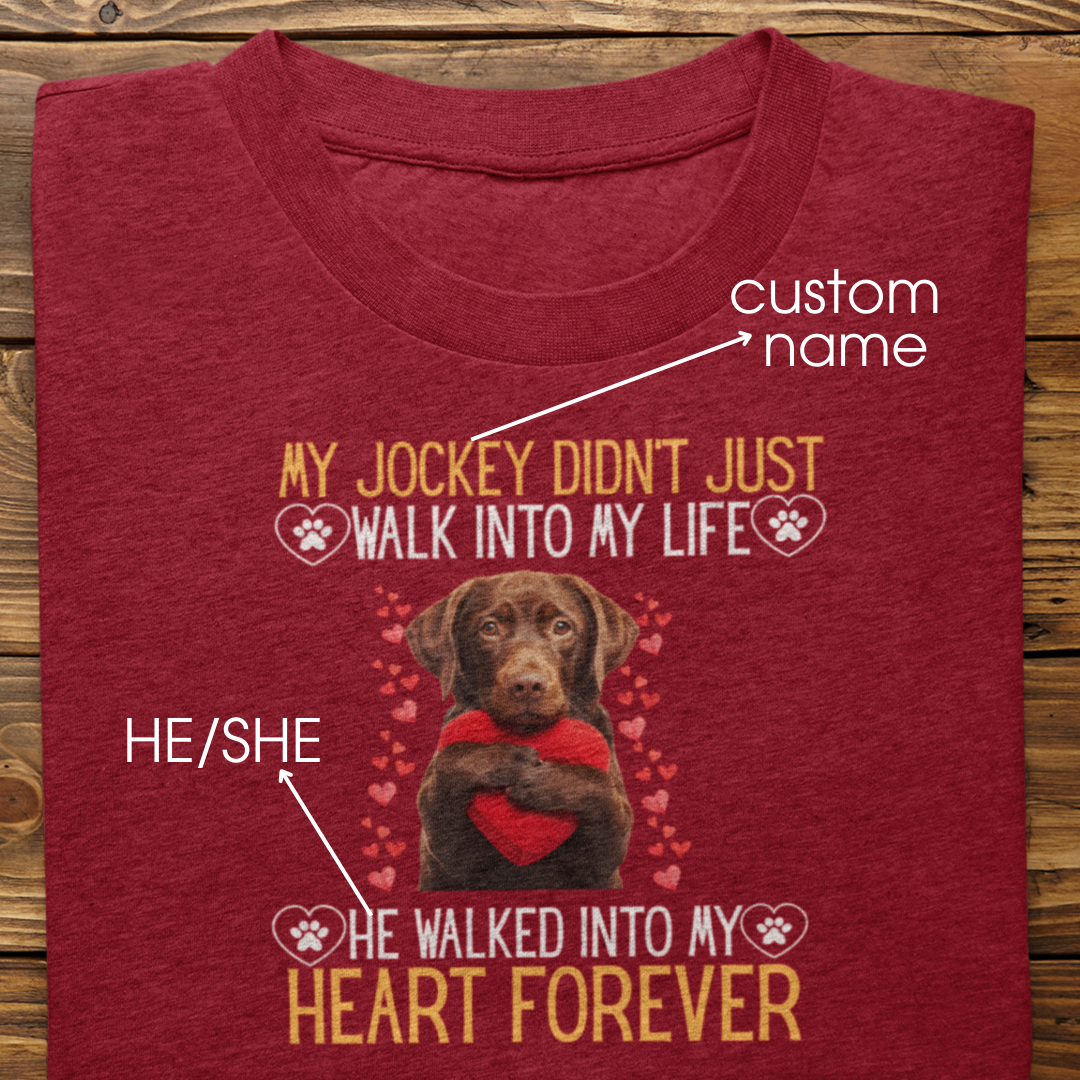 Labrador Retriever : Into My Heart Forever Tshirt Unisex (Brown)