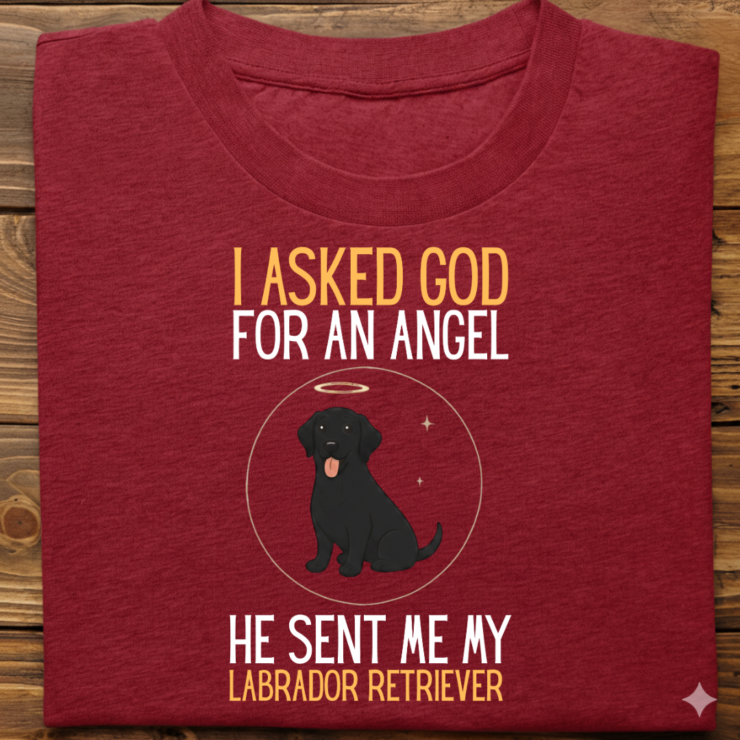 Labrador : I Asked God Angel Tshirt Unisex(Black)