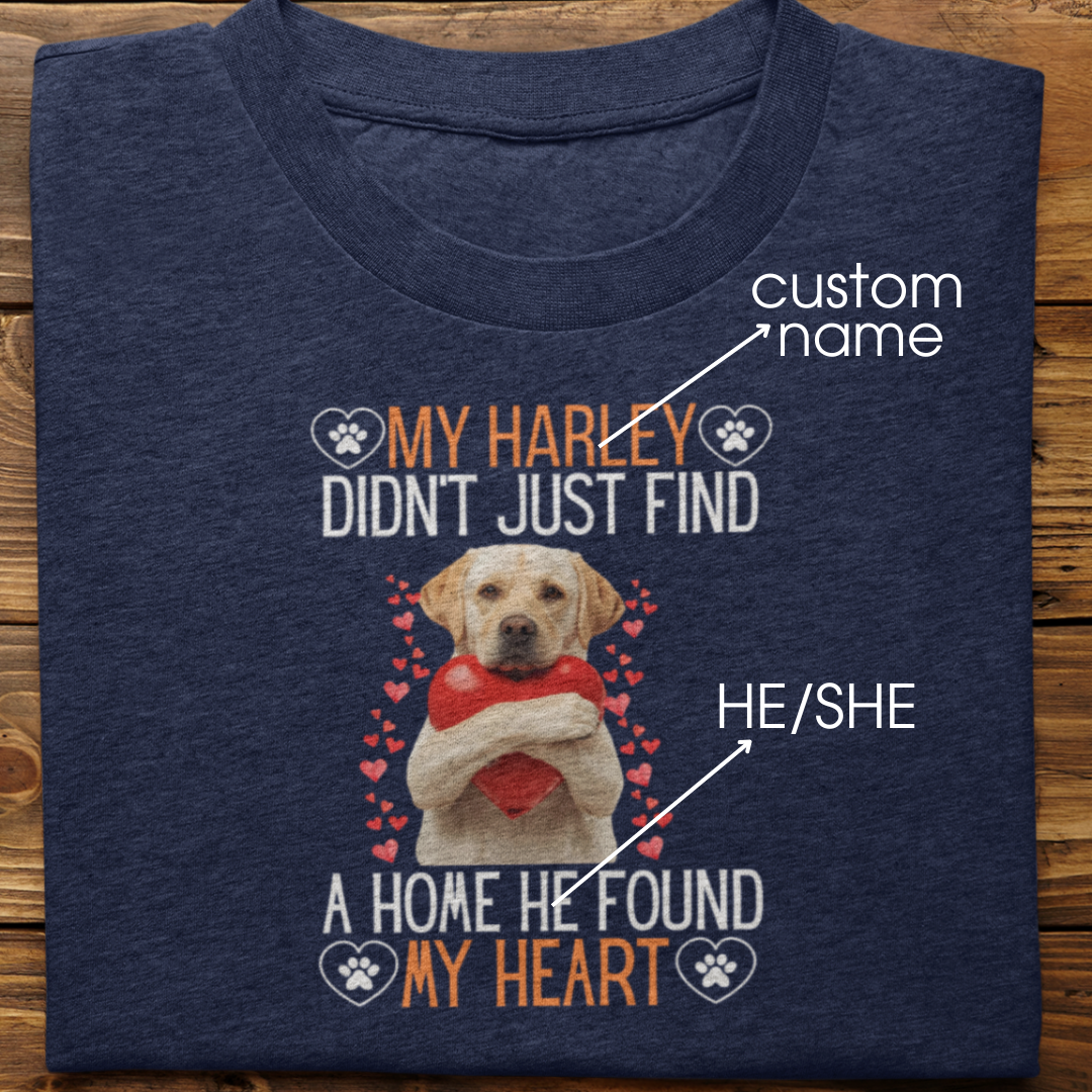 Labrador Retriever : He Found My Heart Tshirt Unisex (White)