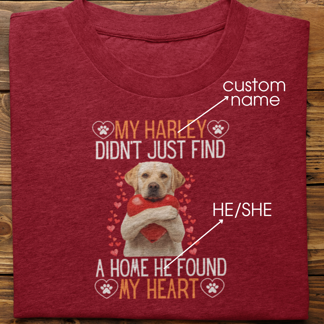 Labrador Retriever : He Found My Heart Tshirt Unisex (White)