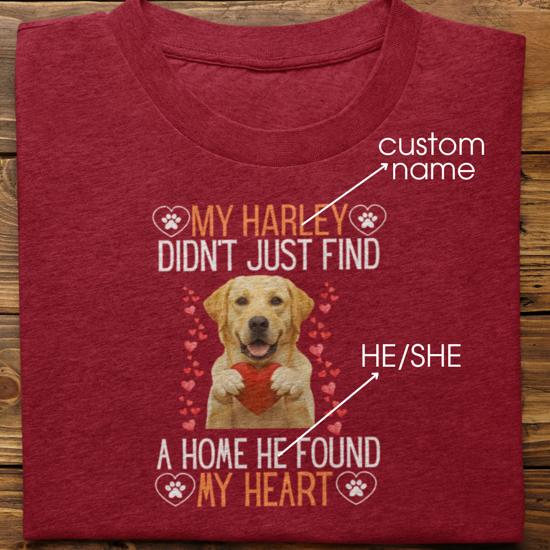Labrador Retriever : He Found My Heart Tshirt Unisex (Yellow)