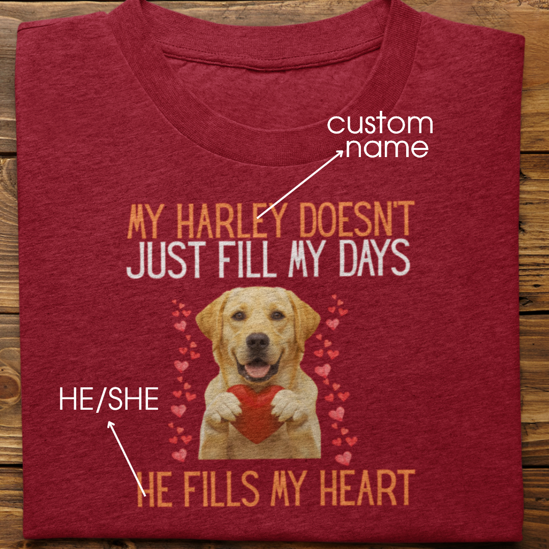 Labrador Retriever : He Fills My Heart Tshirt Unisex(Yellow)