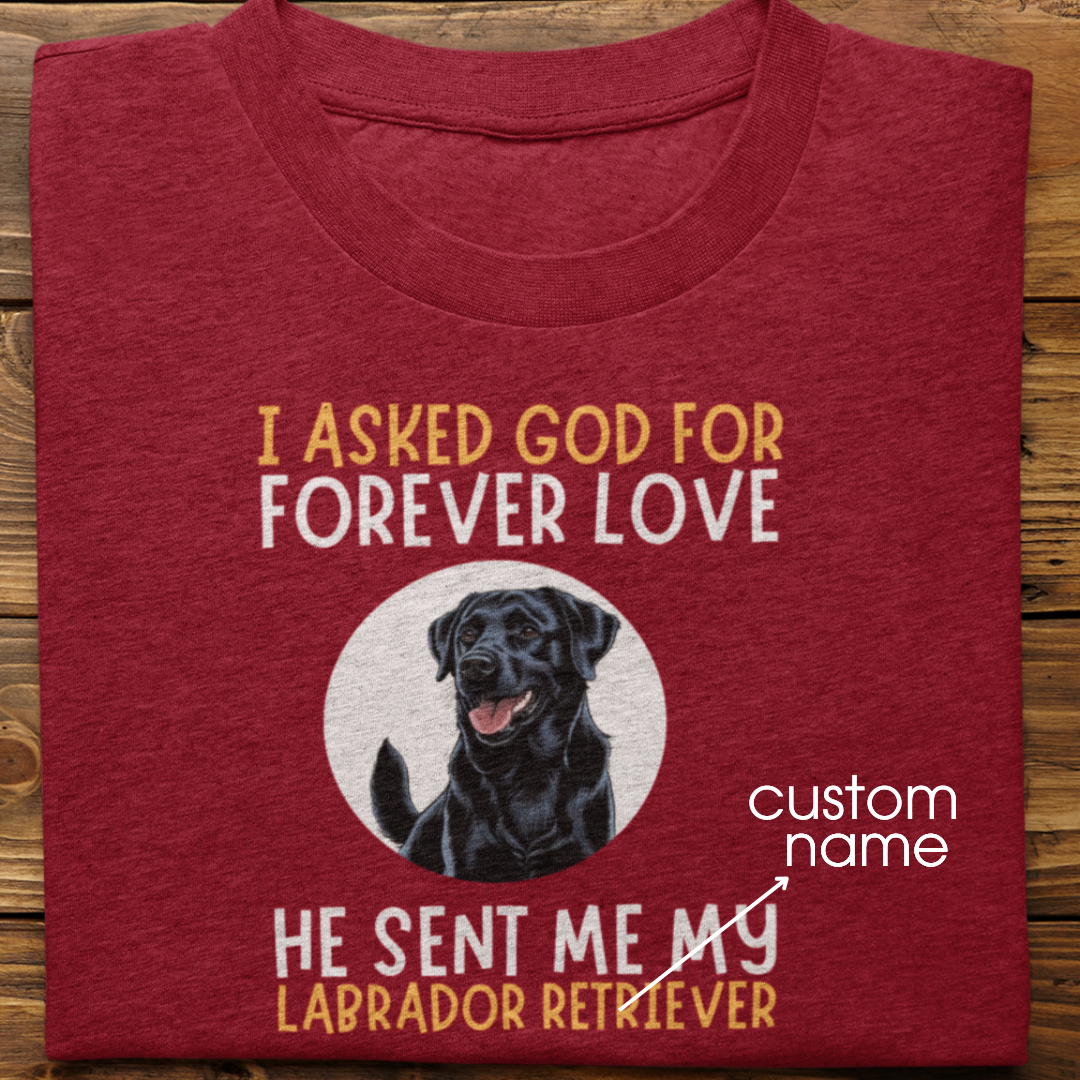 Labrador : I asked God for Forever love Tshirt Unisex(Black)