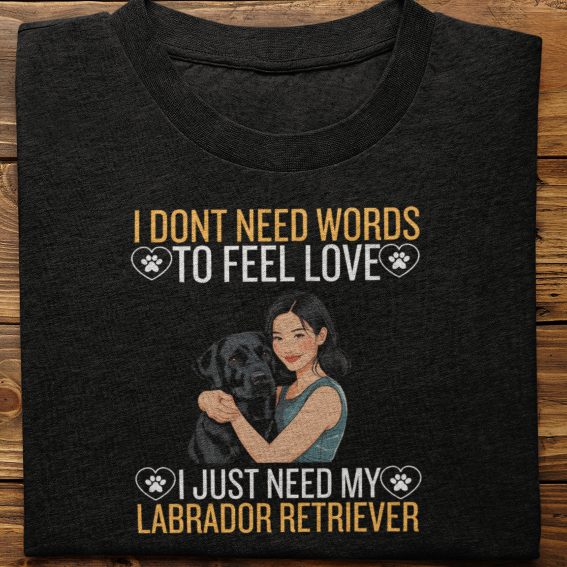 Labrador Retriever : I Don't Need Words Tshirt Unisex(Black-She)