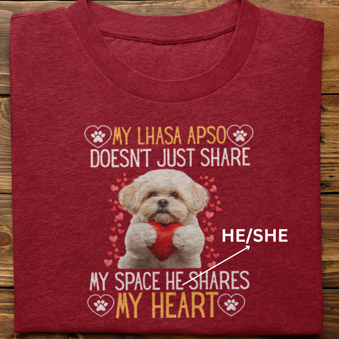 Lhasa Apso : Shares My Heart Tshirt Unisex