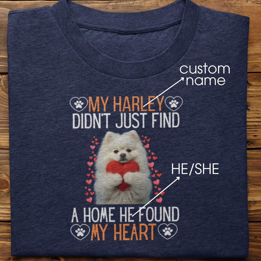 Pomeranian : He Found My Heart Tshirt Unisex