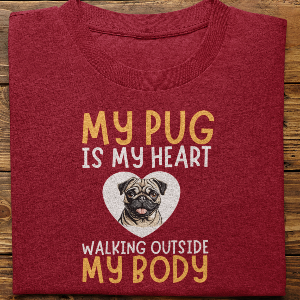 Pug : My Pug is My Heart tshirt unisex