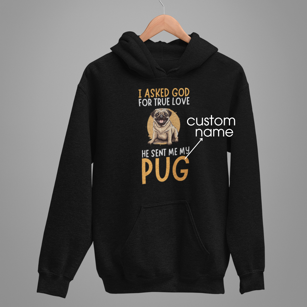 Pug : God True Love Oversized  Hoodie Unisex