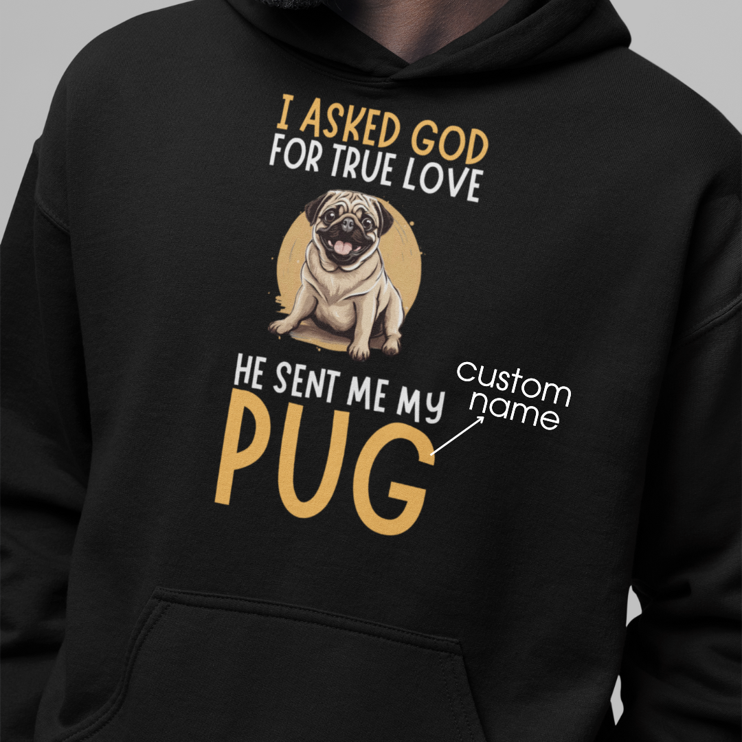 Pug : God True Love Oversized  Hoodie Unisex