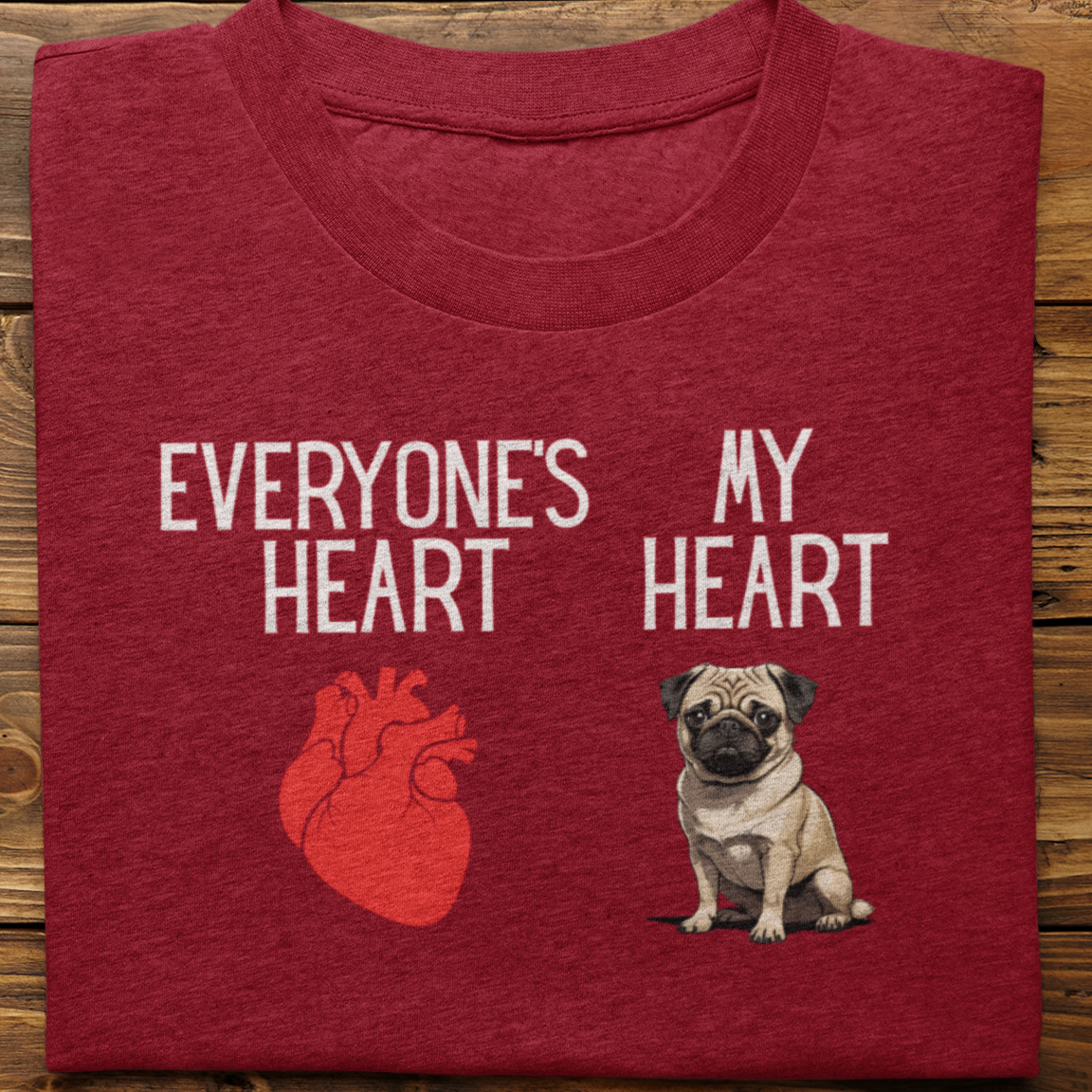 Pug : My Heart Tshirt unisex