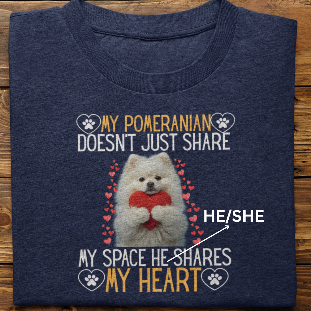 Pomeranian : Shares My Heart Tshirt Unisex