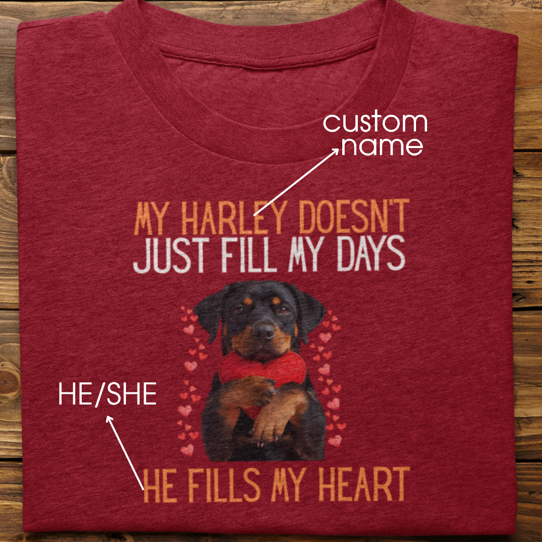 Rottweiler : He Fills My Heart Tshirt Unisex