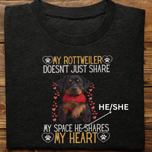 Rottweiler : Shares My Heart Tshirt Unisex