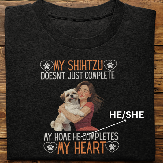 Shihtzu : My Shihtzu Completes My Heart Tshirt Unisex(Female)