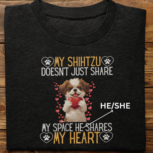 Shihtzu : Shares My Heart Tshirt Unisex