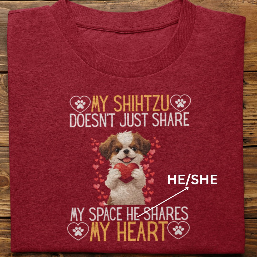 Shihtzu : Shares My Heart Tshirt Unisex