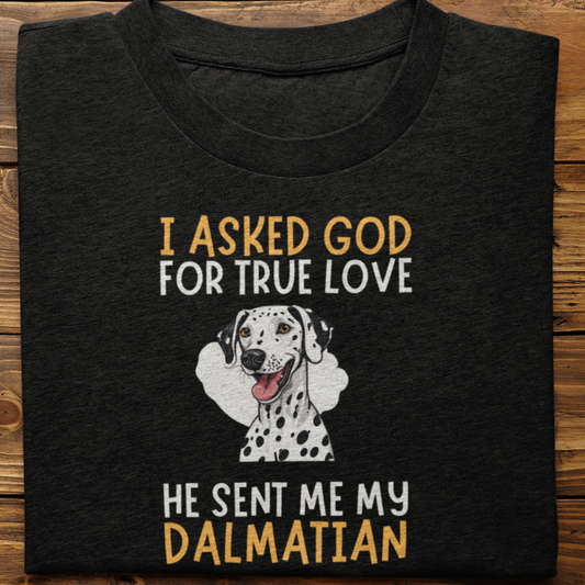 Dalmatian : I Asked God Tshirt Unisex