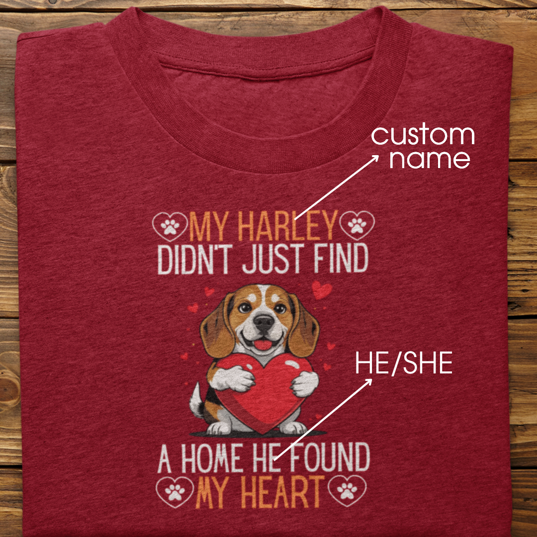 Beagle : He Found My Heart Tshirt Unisex
